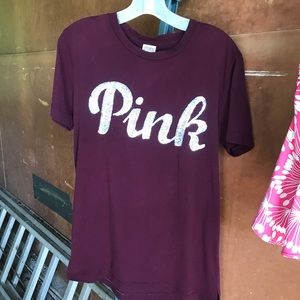 Victoria Secret Pink T-shirt maroon with  bling